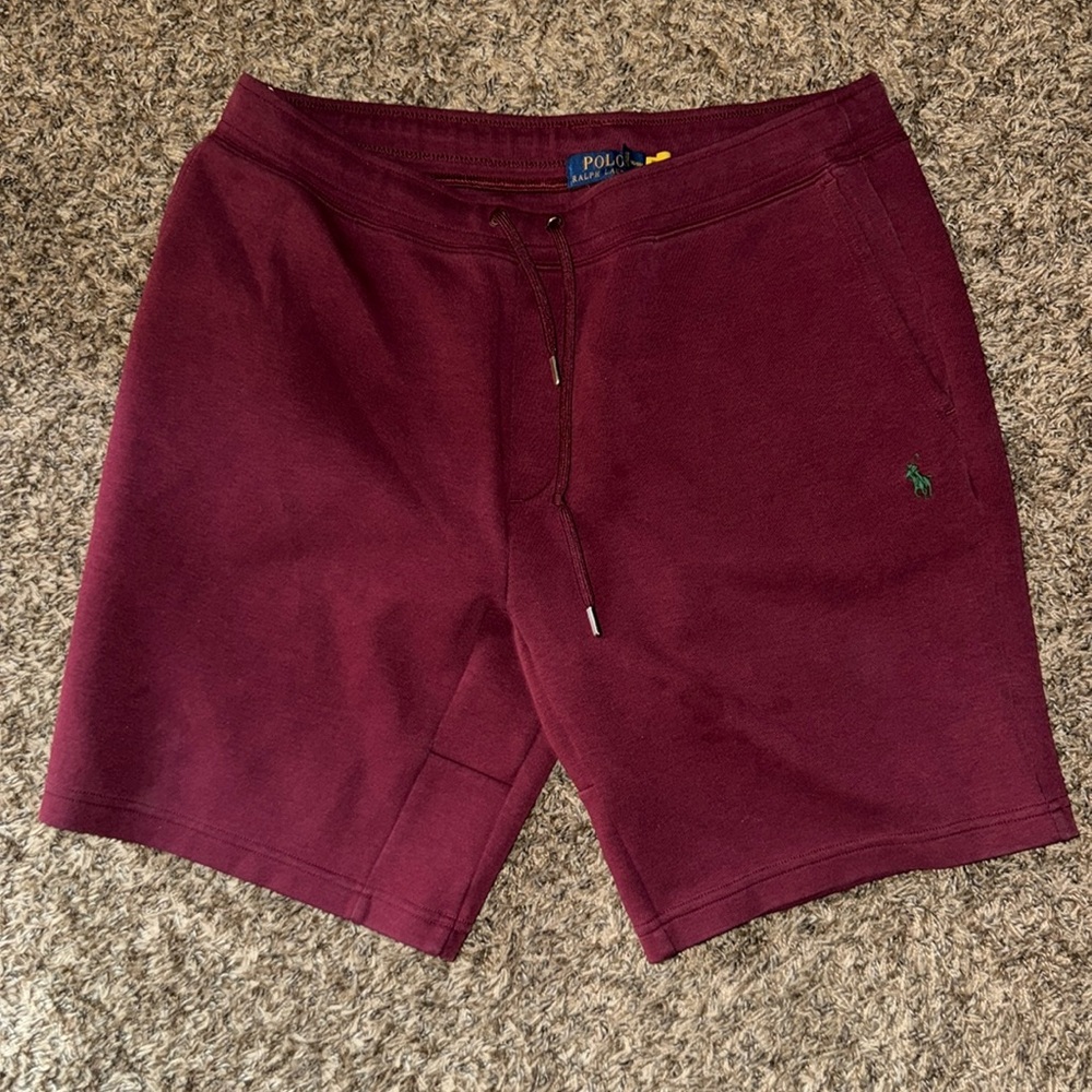 Burgundy polo, Ralph Lauren shorts. Really comfortable.